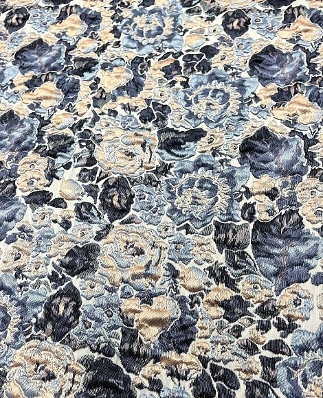 Жаккард голубой цветок